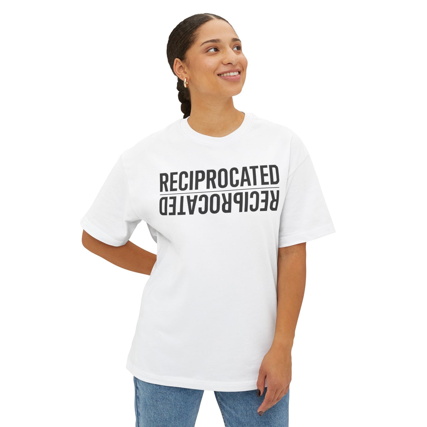 Reciprocated Love Unisex Boxy Tee, Oversized Graphic Tee for Couples, Casual Streetwear, Gift for Friends, Versatile Everyday Wear