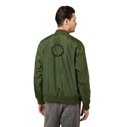 Eco-Friendly Embroidered Bomber Jacket, Stylish Recycled Fashion, Sustainable Outerwear, Casual Layering Piece, Gift for Him/Her
